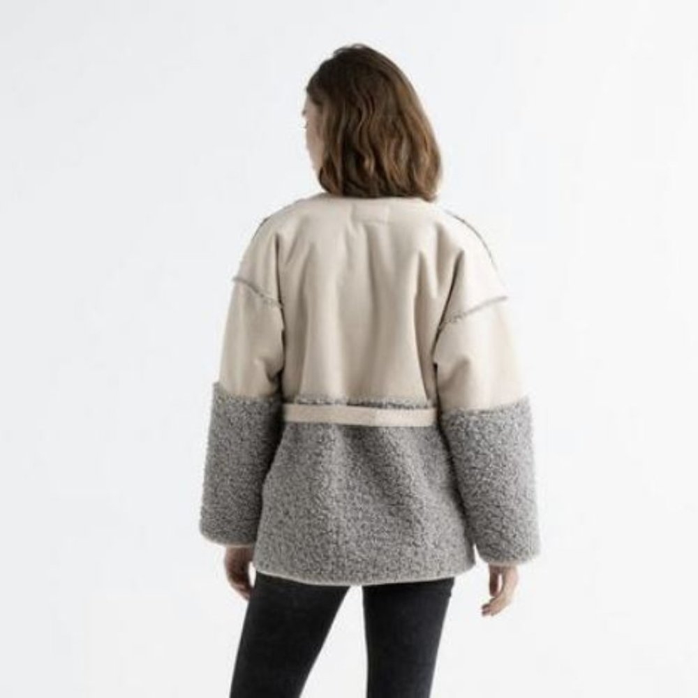 Lucky Brand NWT Women's Mixed Sherpa Jacket - Picture 7 of 9